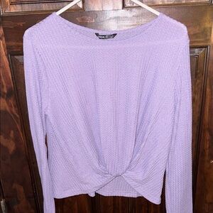 SHEIN Lilac Twist Front Long Sleeve Top